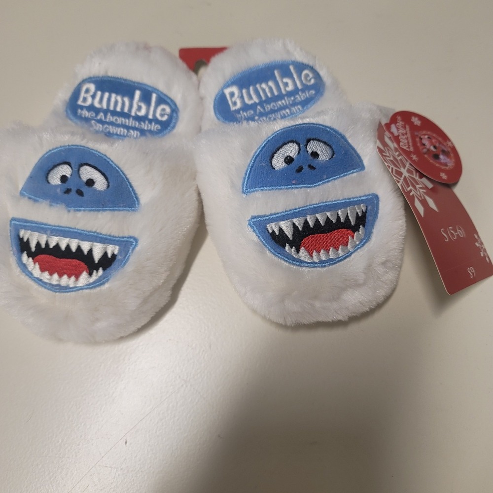 Vintage Toddler Size 5 6 Slippers Bumble Snowman Rudolph Red Nosed Reindeer 2012